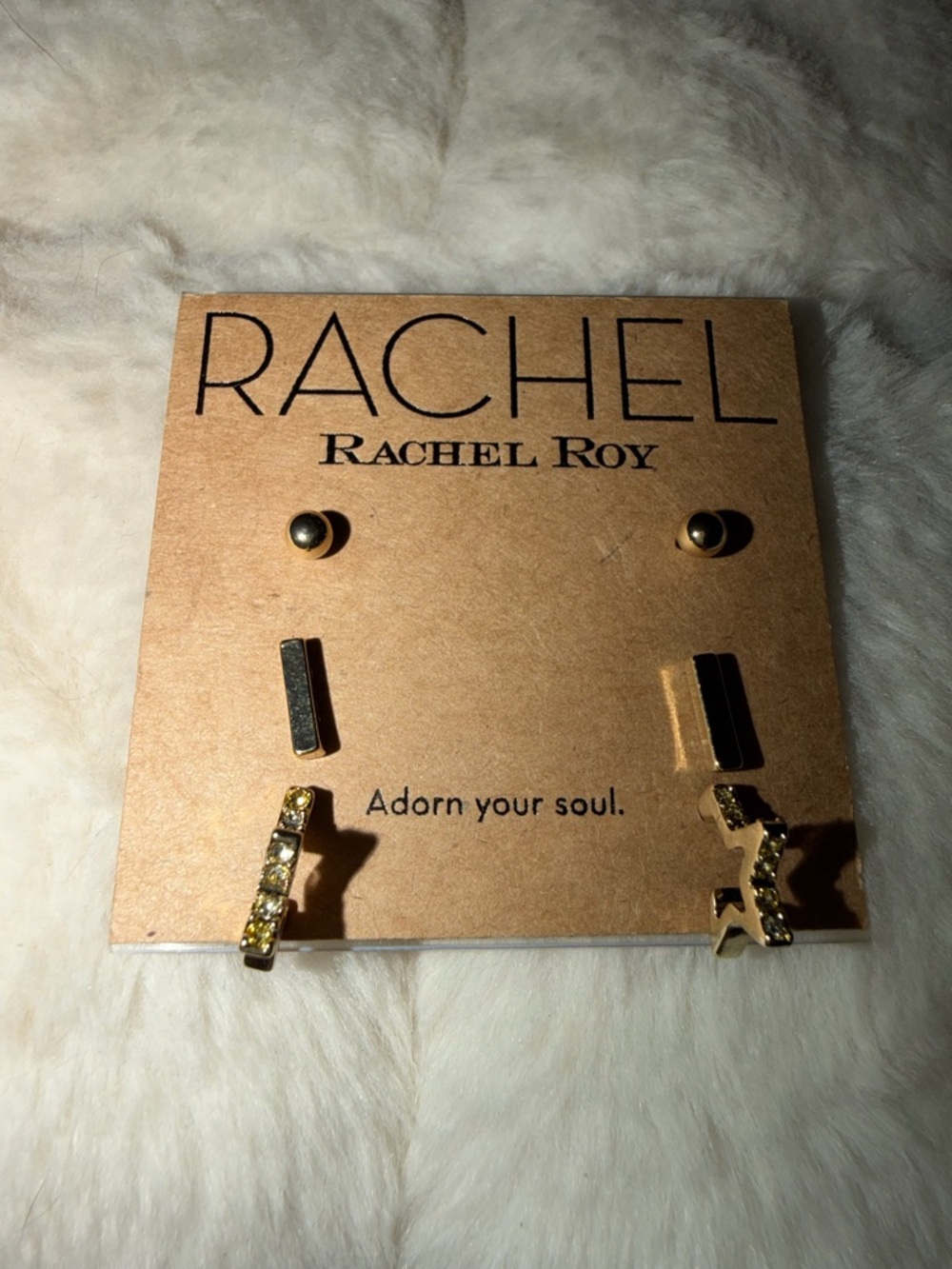 RACHEL Rachel Roy Gold Tone Stud and Bar Earring Set